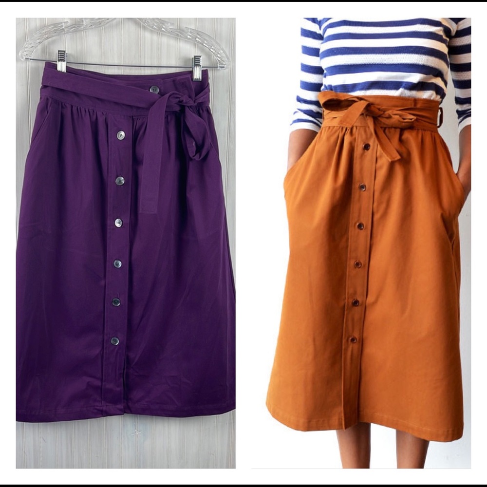 NO. 6 STORE PARSON MIDI BUTTON DOWN SKIRT S